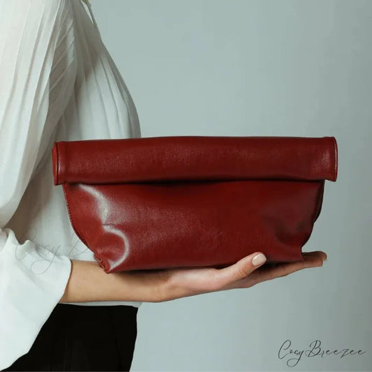 Vintage Soft PU Leather Clutch Burgundy wristlet-250126