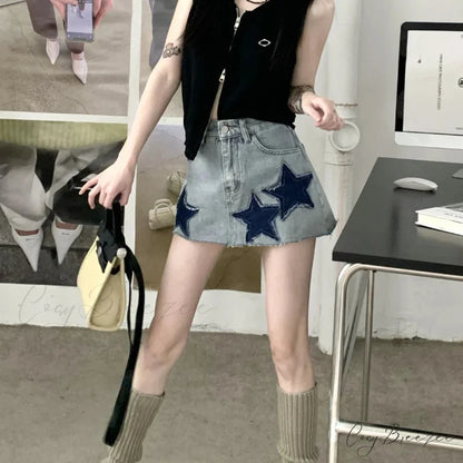 Vintage Stars Retro Y2K Harajuku A-line Korean Skirt