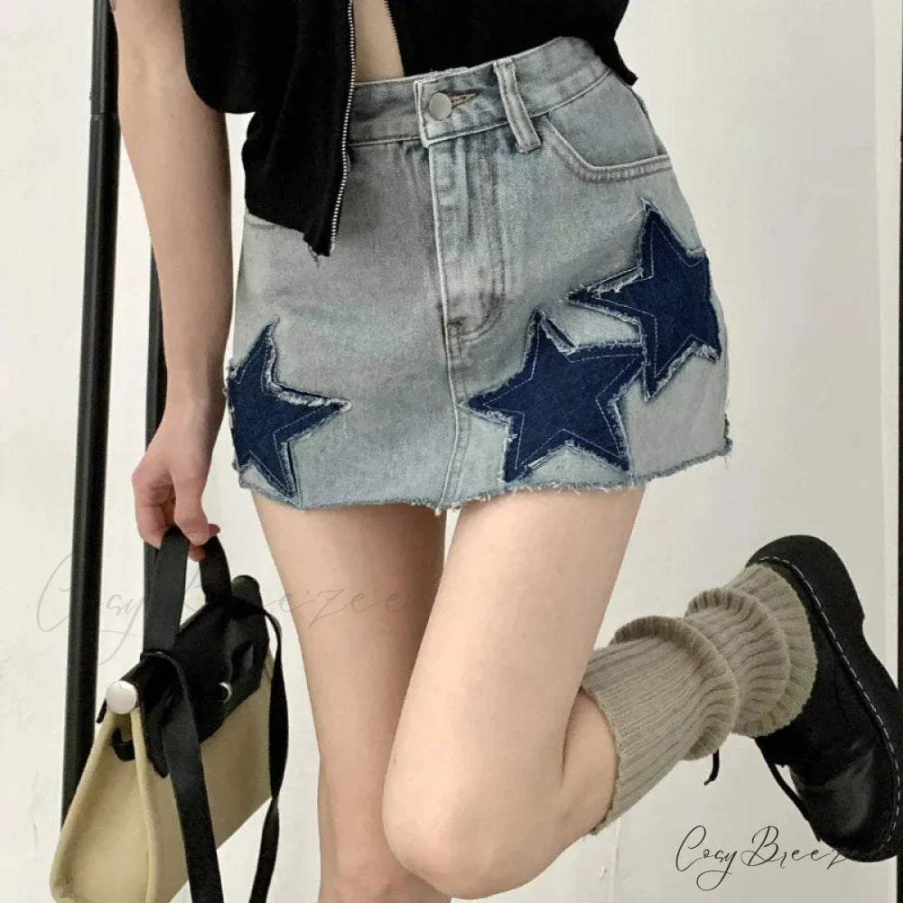 Vintage Stars Retro Y2K Harajuku A-line Korean Skirt
