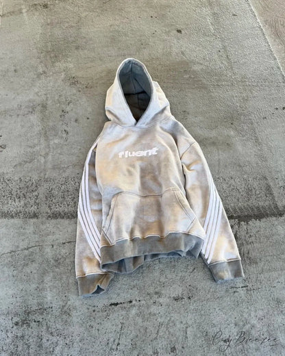 Vintage Stripe Graphic Pullover Hoodie white / M hoodies-241228