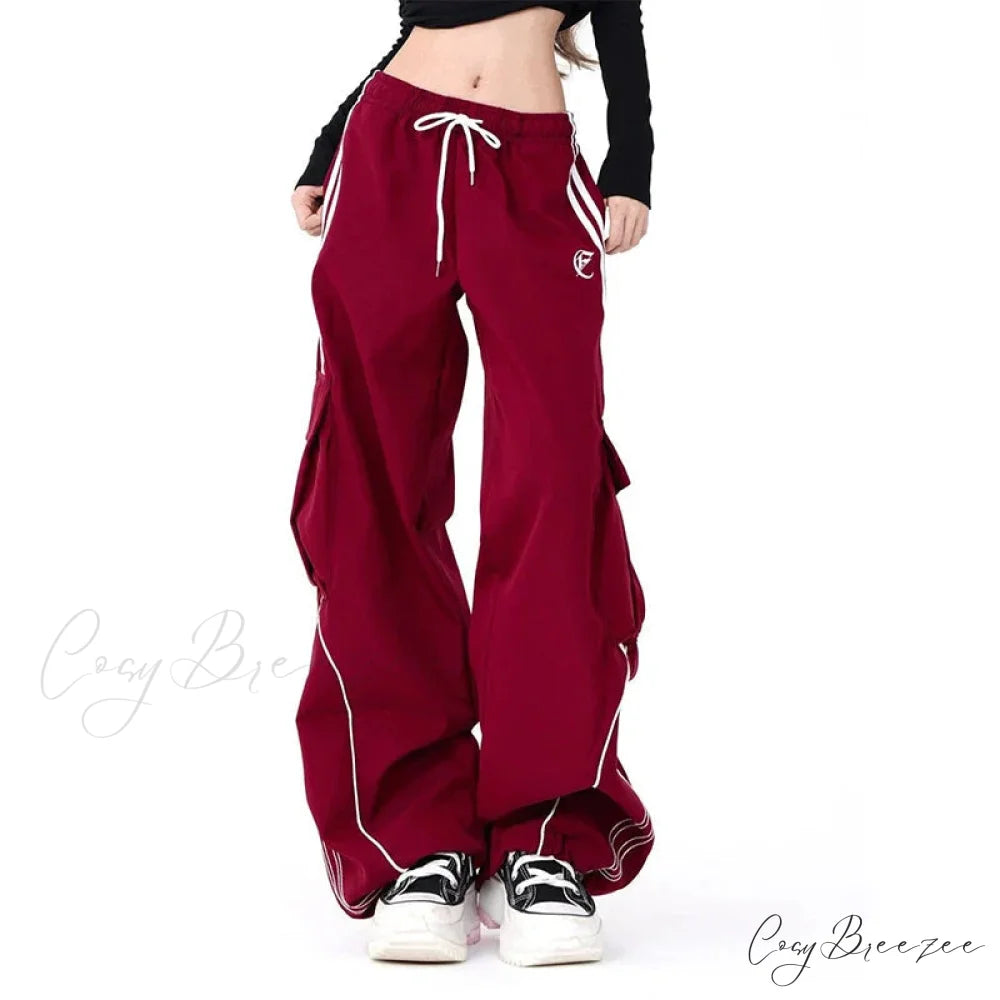 Vintage Stripe Hip Hop Cargo Pants pants-241228