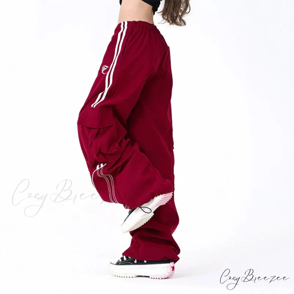 Vintage Stripe Hip Hop Cargo Pants pants-241228