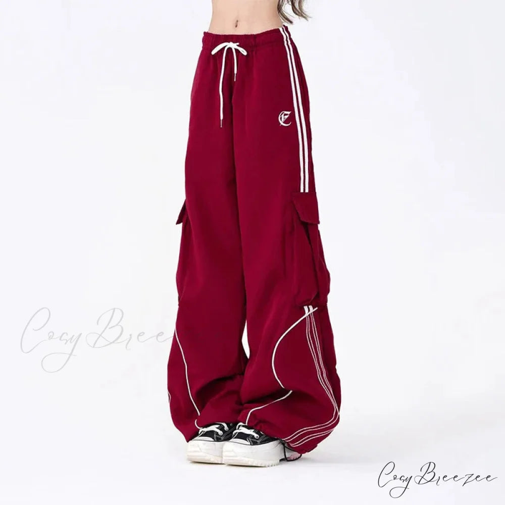 Vintage Stripe Hip Hop Cargo Pants pants-241228