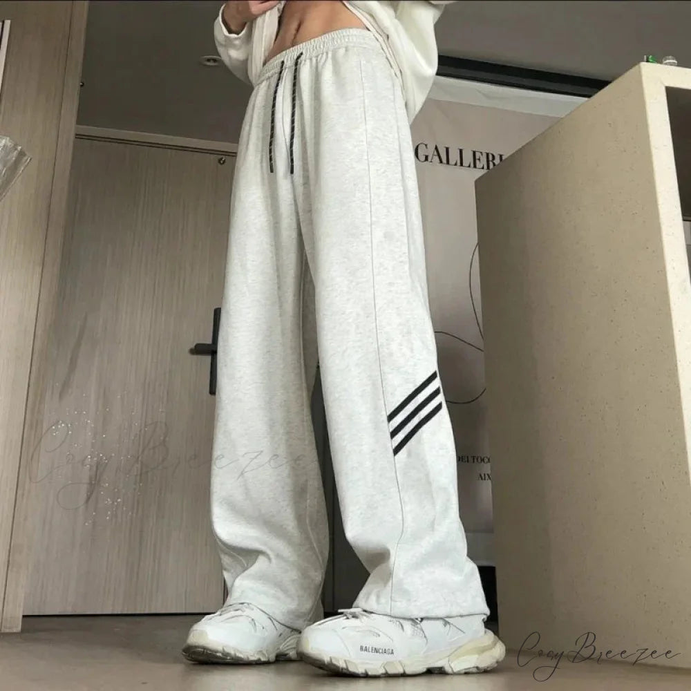 Vintage Stripes Loose Relaxed Pants WHITE / S (35-48KG) pants-241228