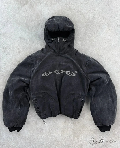 Vintage Wash Zip-Up Hoodie black 1 / M hoodies-241228