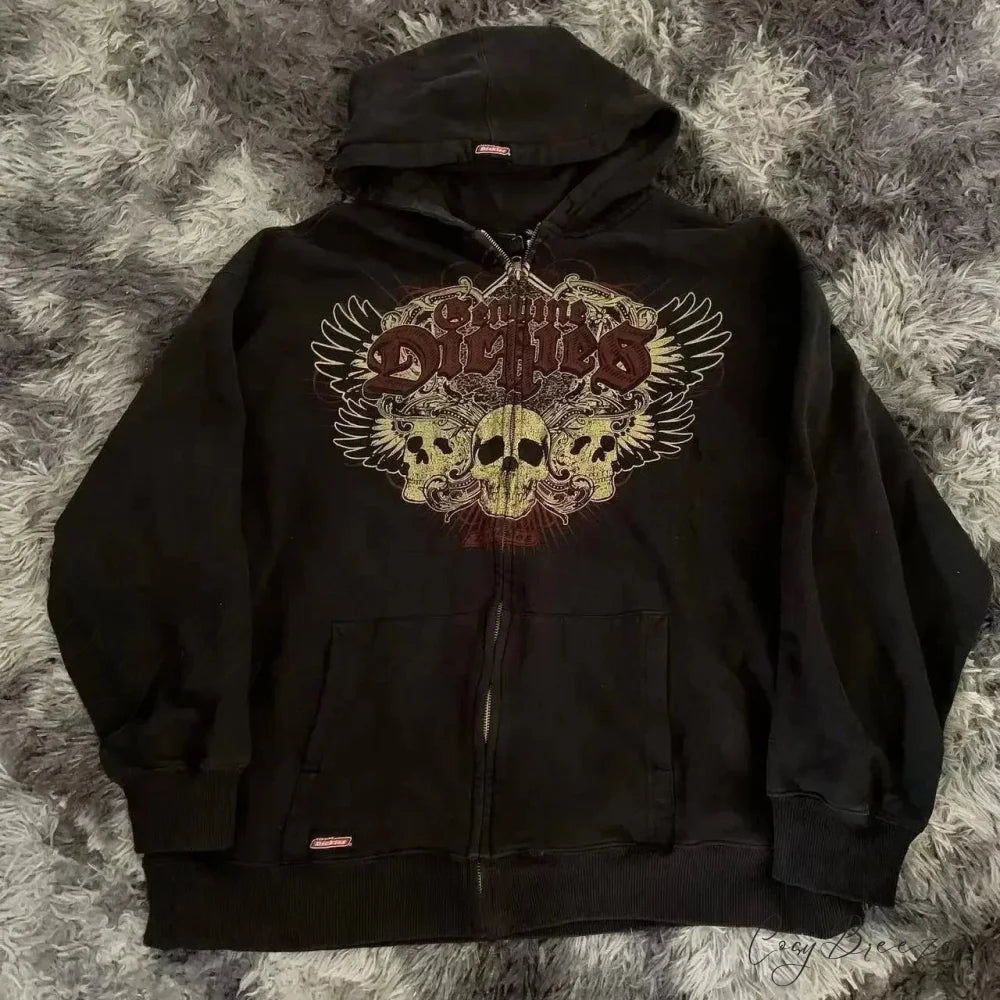 Vintage Wash Zip-Up Hoodie black 4 / M hoodies-241228