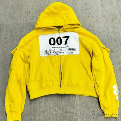 Vintage Wash Zip-Up Hoodie yellow / M hoodies-241228
