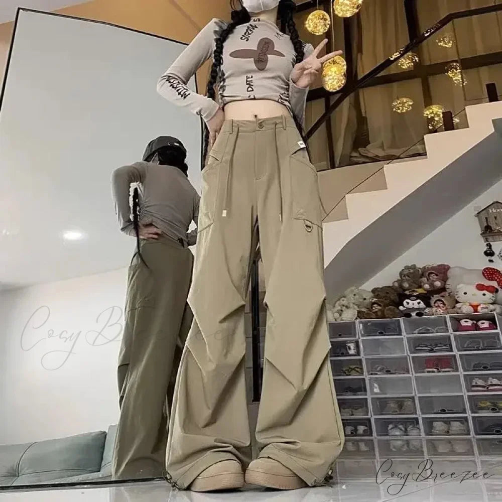 Vintage Y2K Cargo Streetwear Pants Khaki / M pants-241228