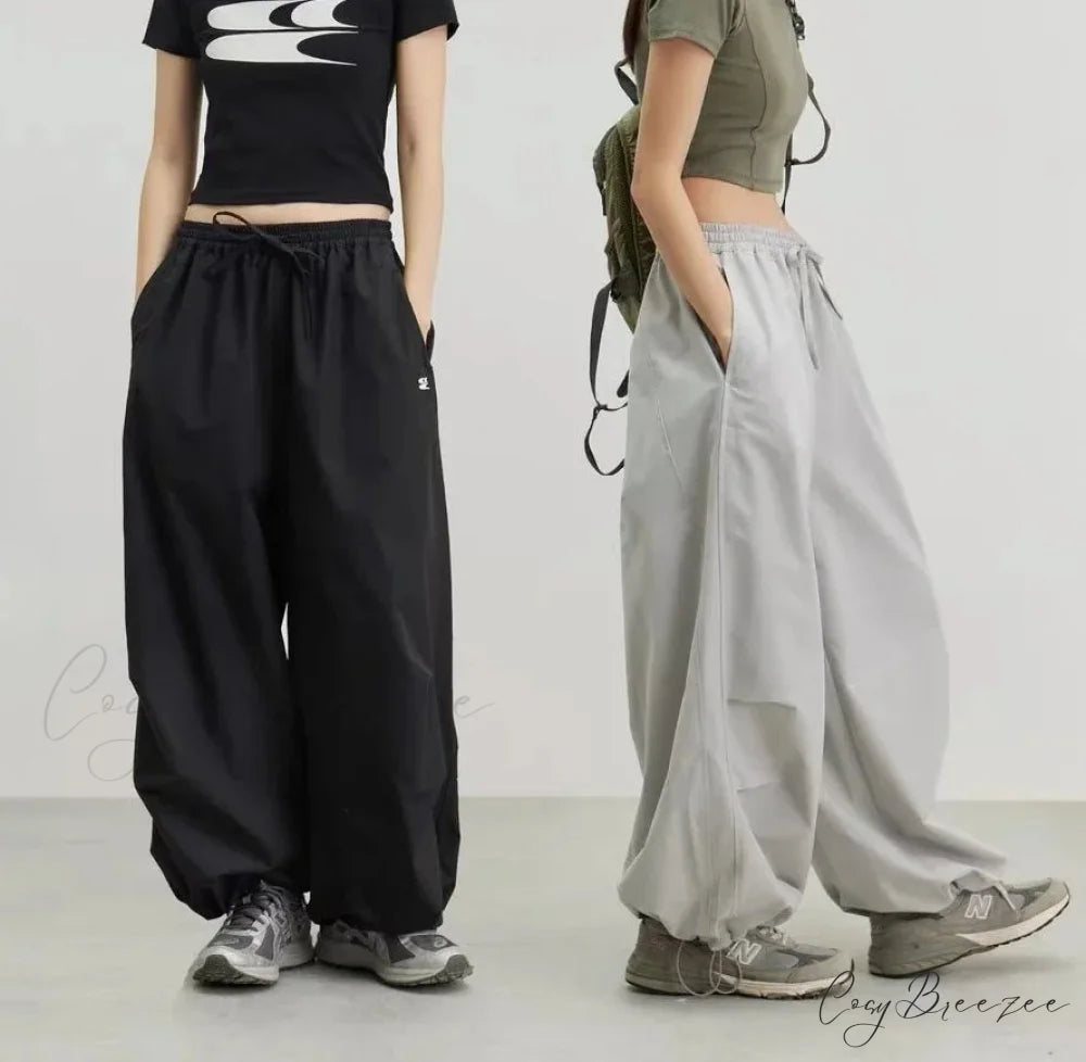 Vintage Y2K Harajuku Parachute Pants Black / M pants-241228