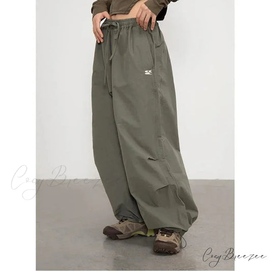 Vintage Y2K Harajuku Parachute Pants Green / M pants-241228