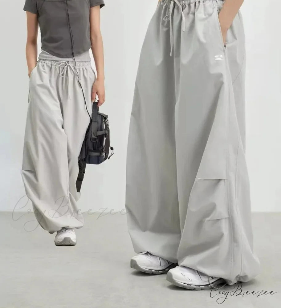 Vintage Y2K Harajuku Parachute Pants white / M pants-241228
