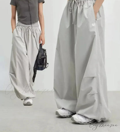 Vintage Y2K Harajuku Parachute Pants white / M pants-241228