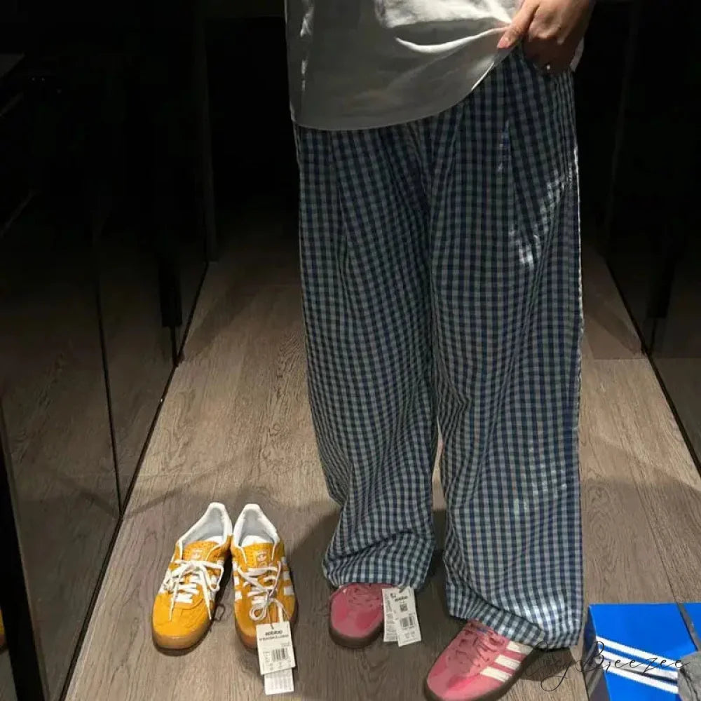 Vintage Y2K Plaid Women Casual Baggy Pants pants-241228