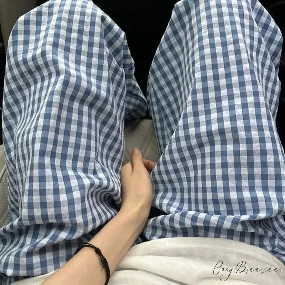 Vintage Y2K Plaid Women Casual Baggy Pants pants-241228