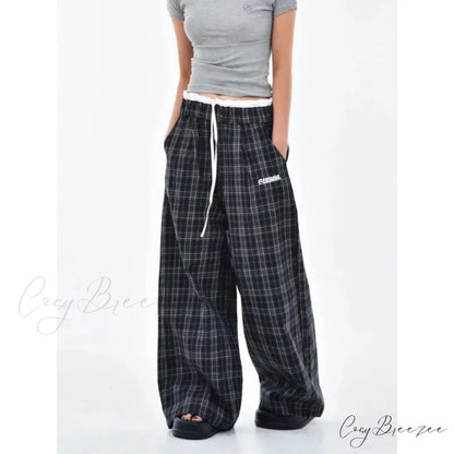 Vintage Y2K Plaid Women Sweatpants Pants pants-241228