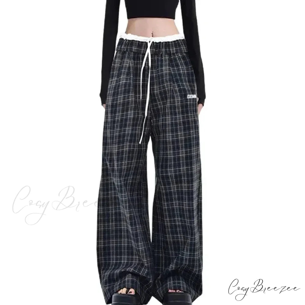 Vintage Y2K Plaid Women Sweatpants Pants pants-241228