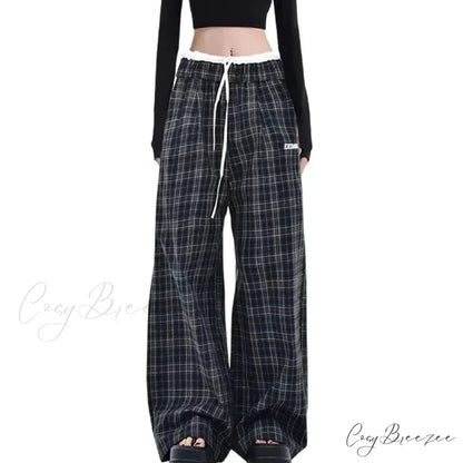 Vintage Y2K Plaid Women Sweatpants Pants pants-241228