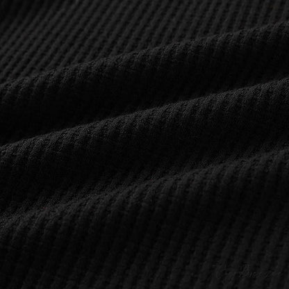 Waffle Neck Tops Knit Henley V for Women