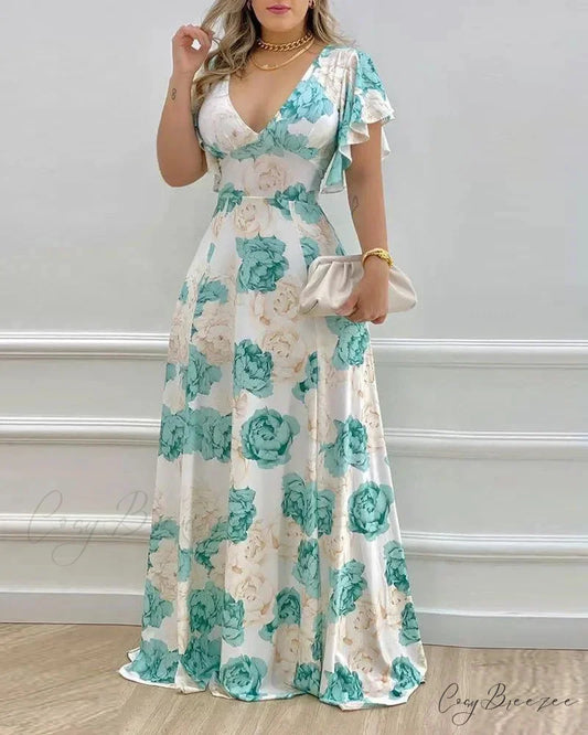 Waist-Flare Summer Daily Casual Boho Dress Blue / S