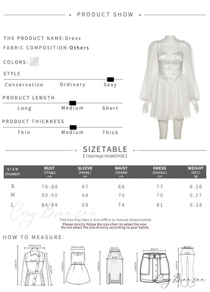 Waist Party Women Slim Autumn White Office Solid Elegant Gown Mini Spring - Lady for A-Line High Dress
