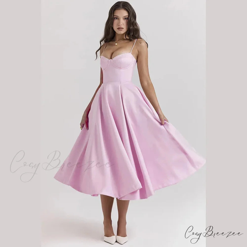 Waist-Tie A-line Mini Holiday Dress vacationdress-250223