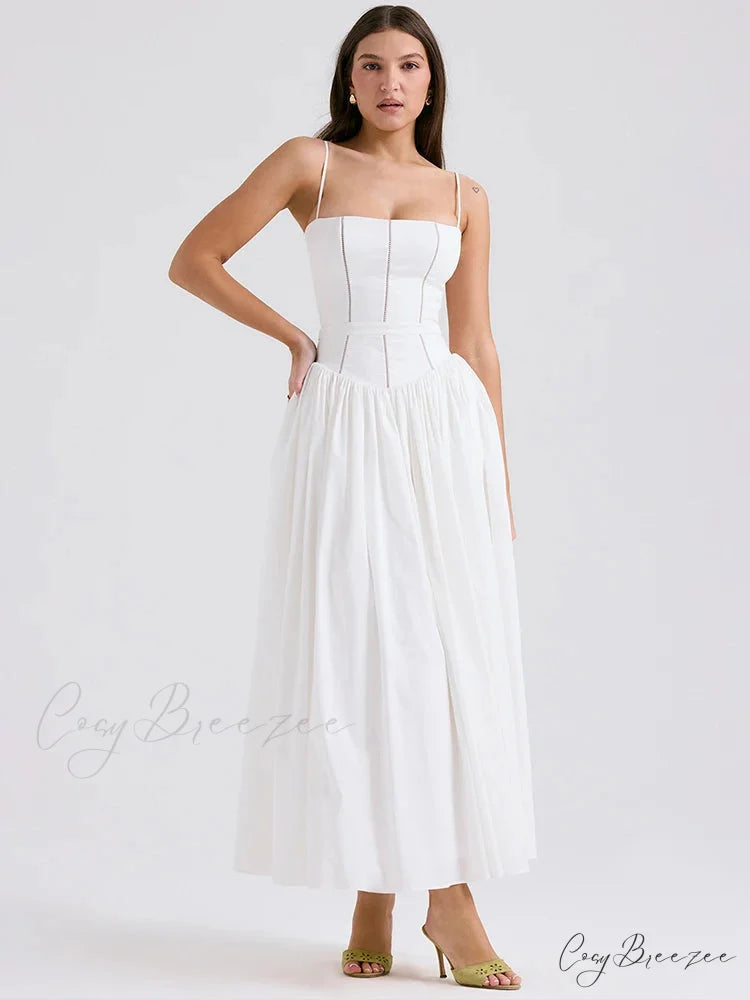Waist Tie Chic A-line Holiday Dress vacationdress-250223