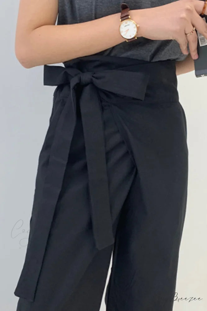 Waist-Tied Pants Black / S