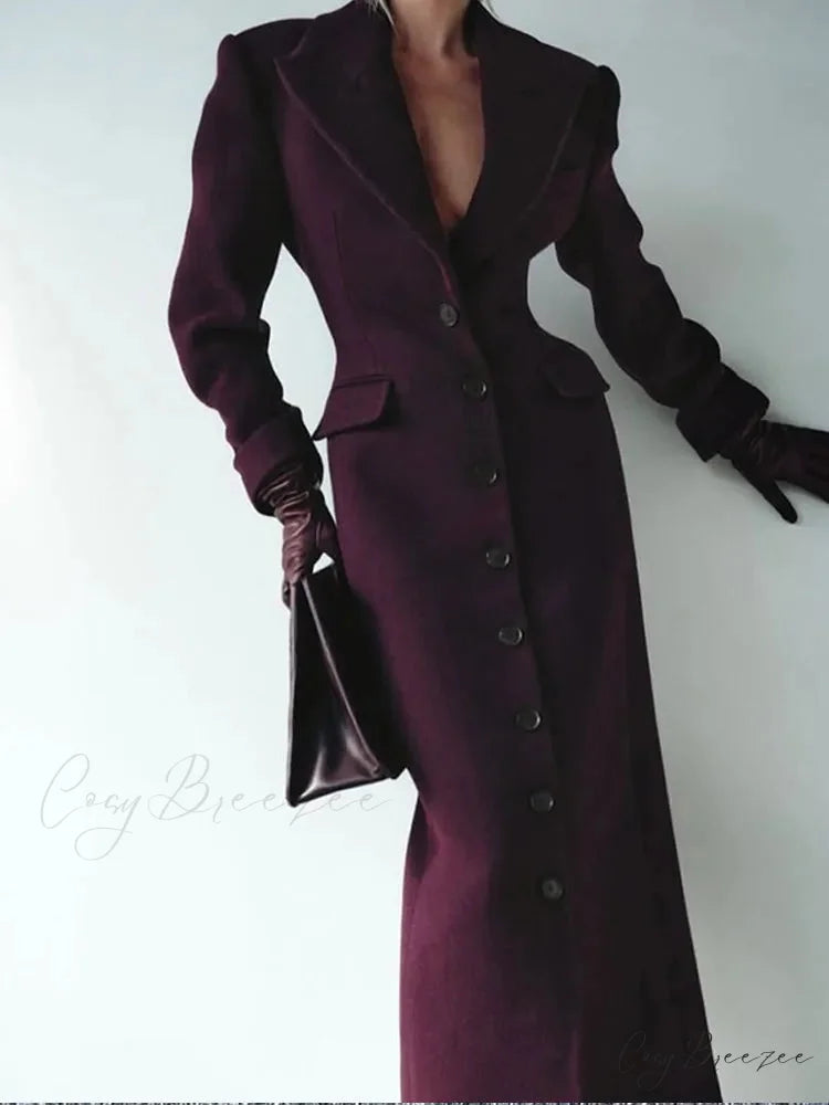 Waist Up Single Breasted Wool Coat burgundy red / S coats-241228