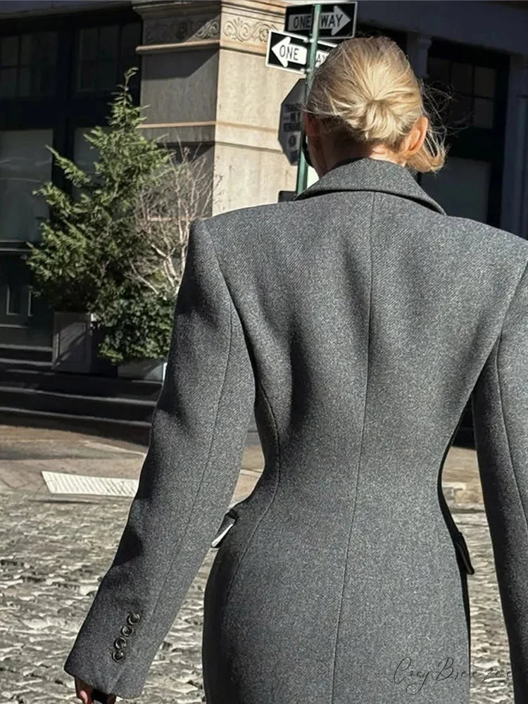 Waist Up Single Breasted Wool Coat coats-241228