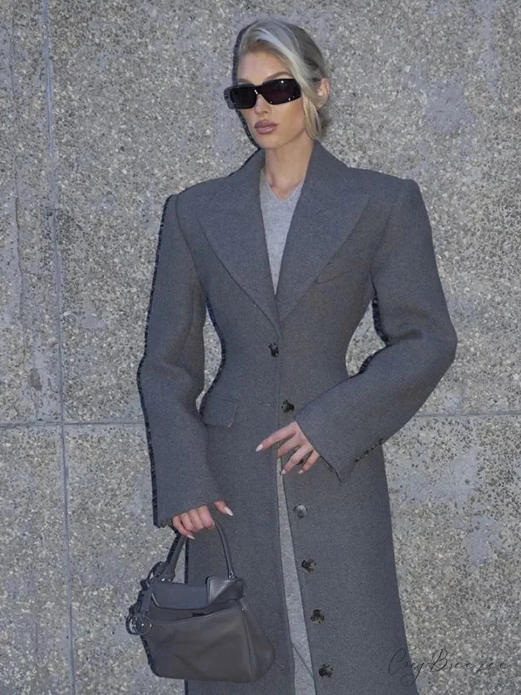 Waist Up Single Breasted Wool Coat coats-241228