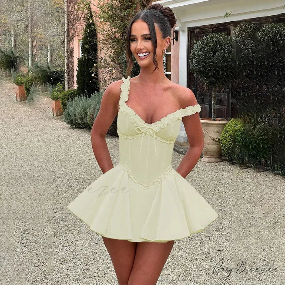 Waist Wrap A-Line Off-Shoulder Vacation Dress vacationdress-250223