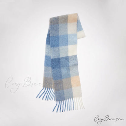 Warm Cozy Soft Thick Stylish Classic Trendy Checkered Rainbow Scarf Green