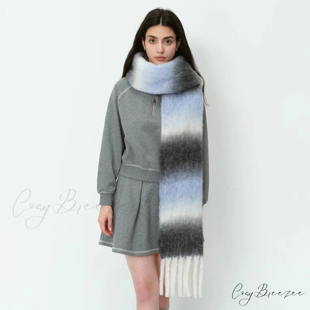 Warm Gradient Color Wool Winter Scarf