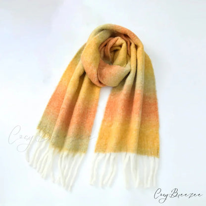Warm Gradient Color Wool Winter Scarf Melon Orange