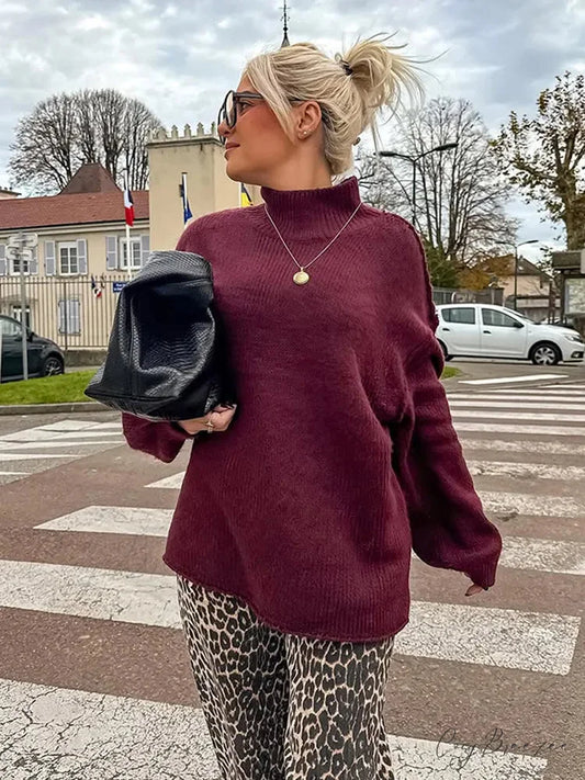 Warm High Neck Retro Sweater swraters-241228