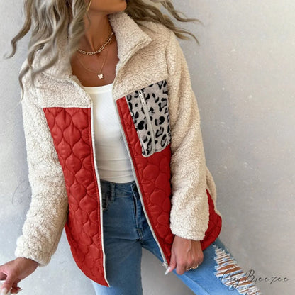 Warm Plush Patchwork Coat