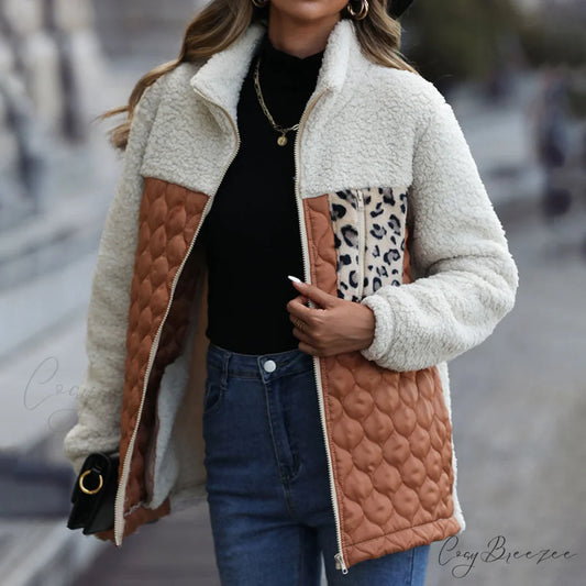 Warm Plush Patchwork Coat Coffee / S