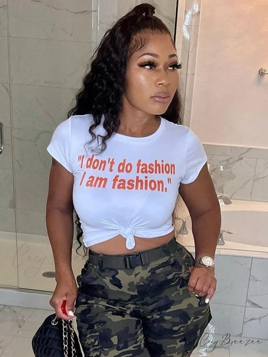 Warm-Season Arm White Letter Streetwear Blouse Design Crop Cute Casual T Women Slim O-Neck Brief Tops Fashion Crop Tees