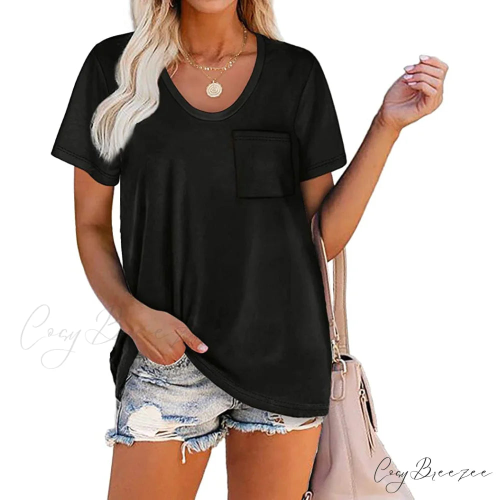 Warm-Season Crew Arm Neck Top Brief for Pocket Women Black / S