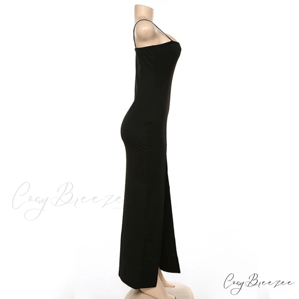 Warm-Season Long Women’s Sleeveless Elastic Gown Backless Split Robe