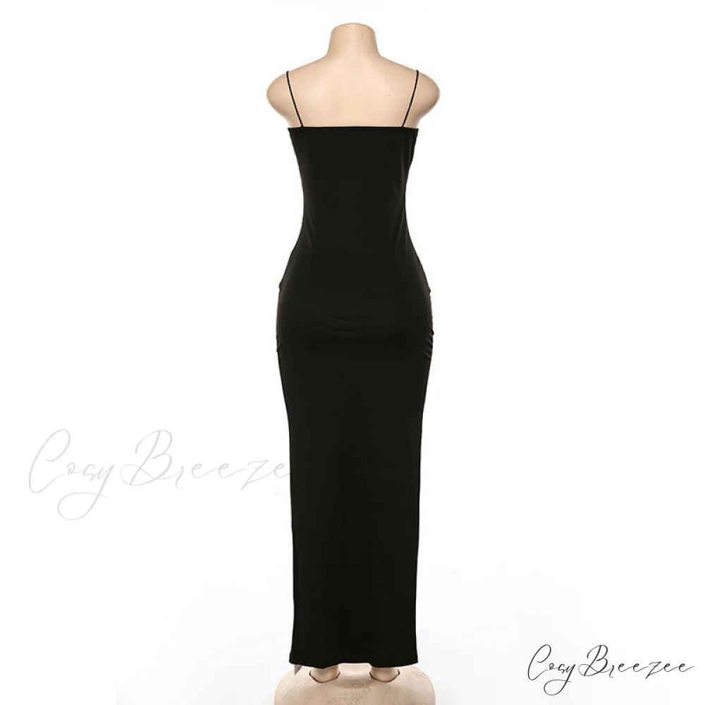 Warm-Season Long Women’s Sleeveless Elastic Gown Backless Split Robe