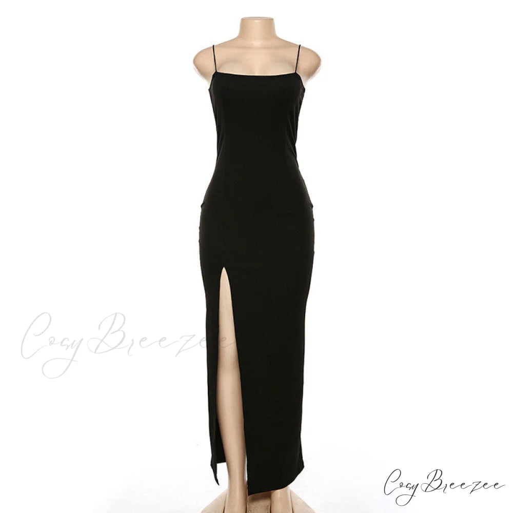 Warm-Season Long Women’s Sleeveless Elastic Gown Backless Split Robe
