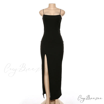 Warm-Season Long Women’s Sleeveless Elastic Gown Backless Split Robe