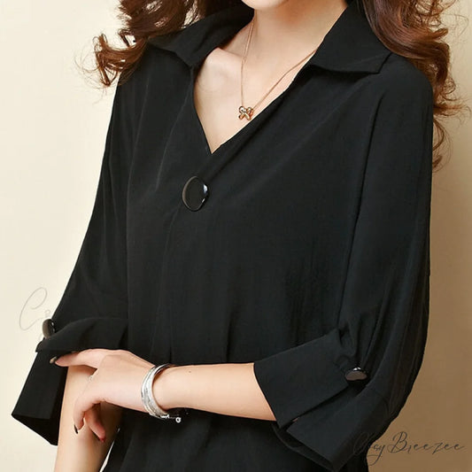 Warm-Season Tee Plus Chiffon Size Women’s Top