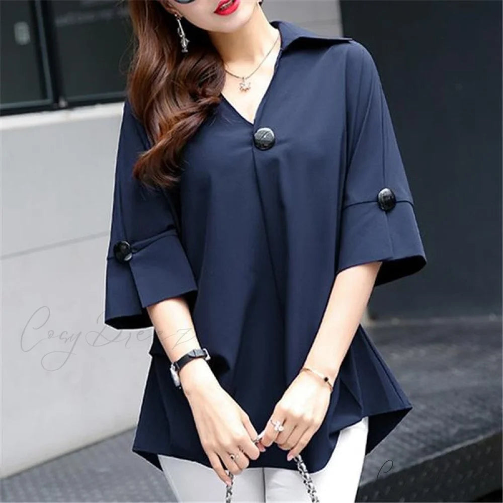 Warm-Season Tee Plus Chiffon Size Women’s Top