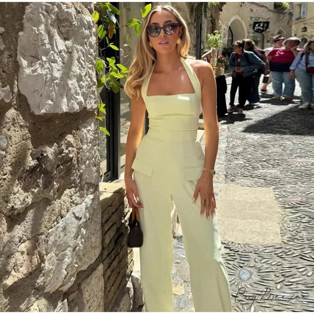 Warm Sleeveless Spacious Pants Formal Two Piece Set green sets / S officetwopieceset-250223