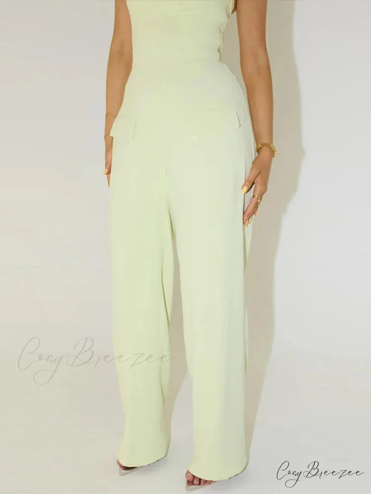 Warm Sleeveless Spacious Pants Formal Two Piece Set officetwopieceset-250223