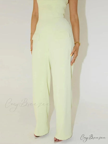 Warm Sleeveless Spacious Pants Formal Two Piece Set officetwopieceset-250223