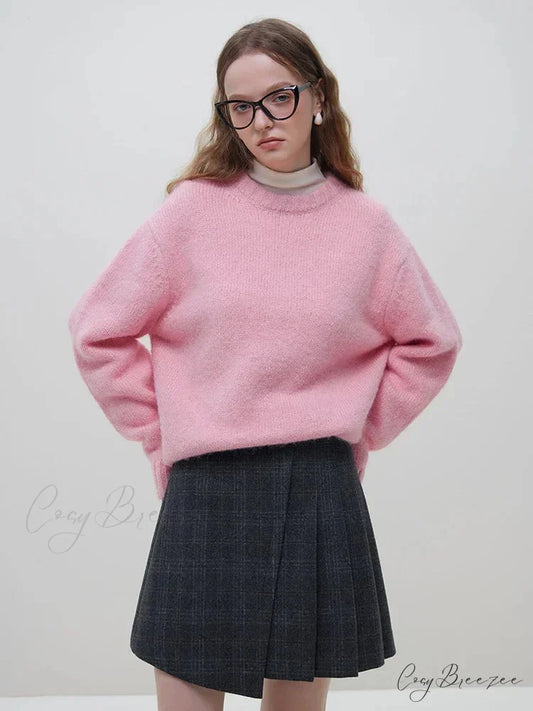 Warm Soft Waxy Round Neck Pullover Sweater swraters-241228