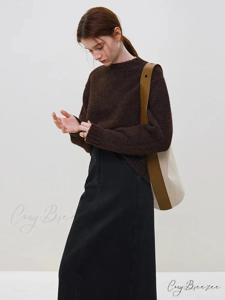 Warm Soft Waxy Round Neck Pullover Sweater swraters-241228